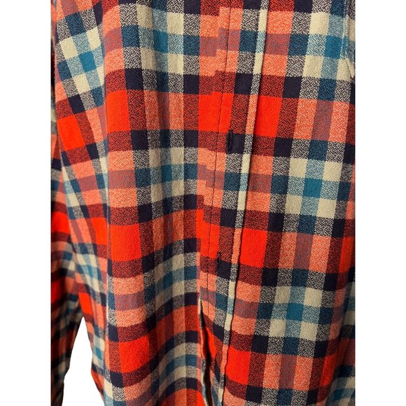 Merona men’s XL red blue plaid button-down flannel long sleev - Picture 13 of 14
